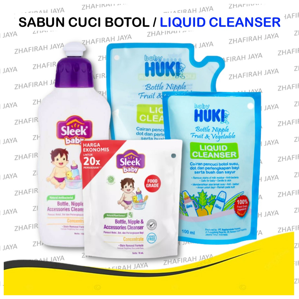 ❤ZJ❤ LIQUID CLEANSER SLEEK | HUKI | PROBABY - Sabun Cuci Botol Susu Bayi SLEEK HUKI PROBABY