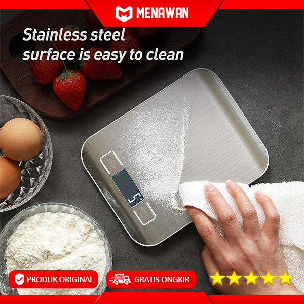 Digital Kitchen Scale Stainless Steel Timbangan Dapur Barista Serbaguna 5kg Original