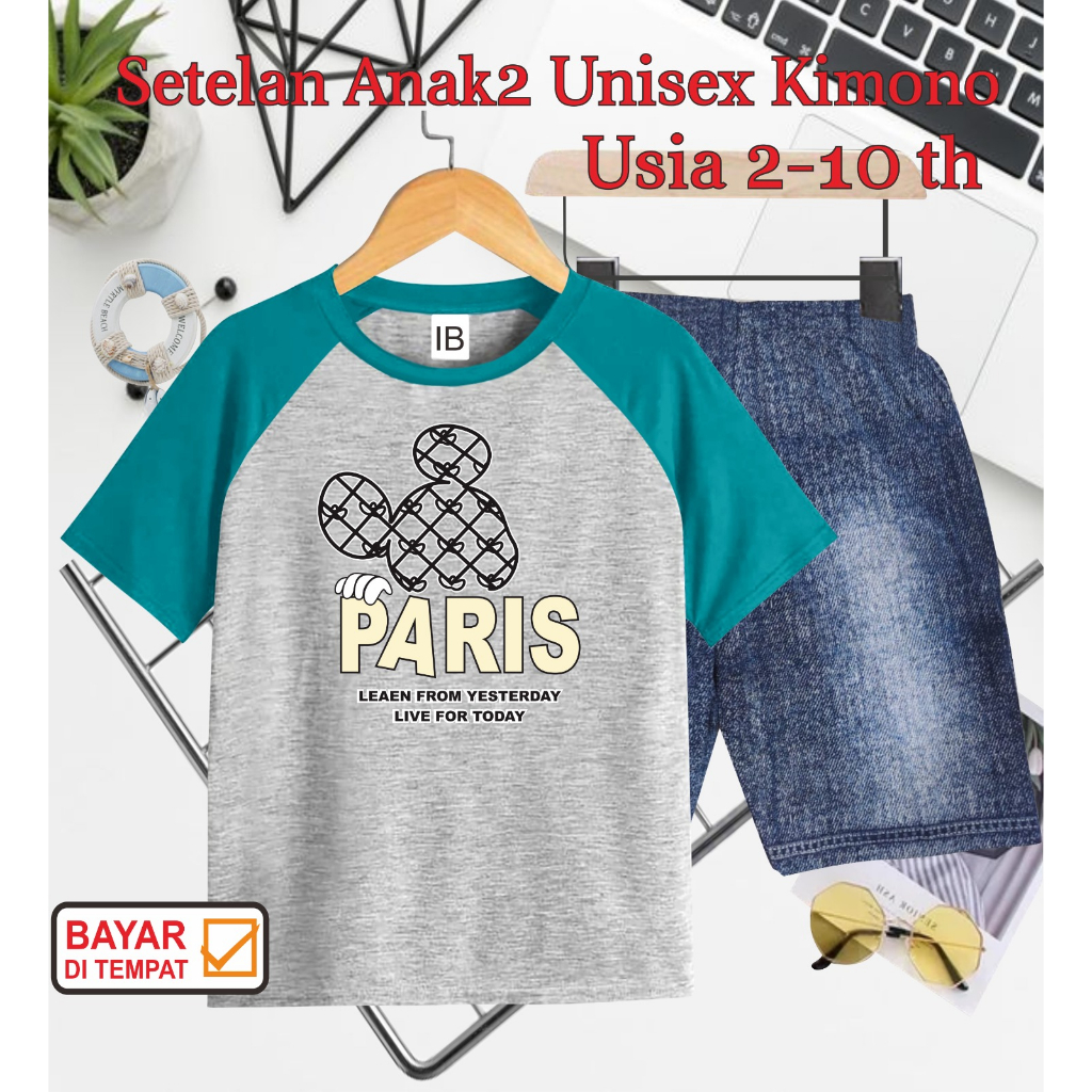 ((IB))SETELAN ANAK2 UNISEX KIMONO SEMI JEANS/PARIS DIGITAL SABLON