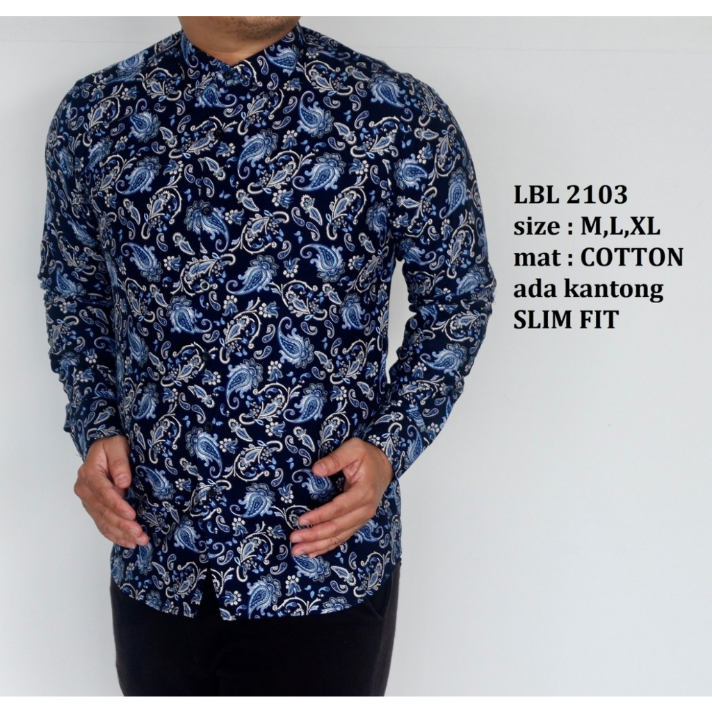 Baju Batik Pria Slimfit Kemeja Lengan Panjang Hem Slim Fit LBL 2110