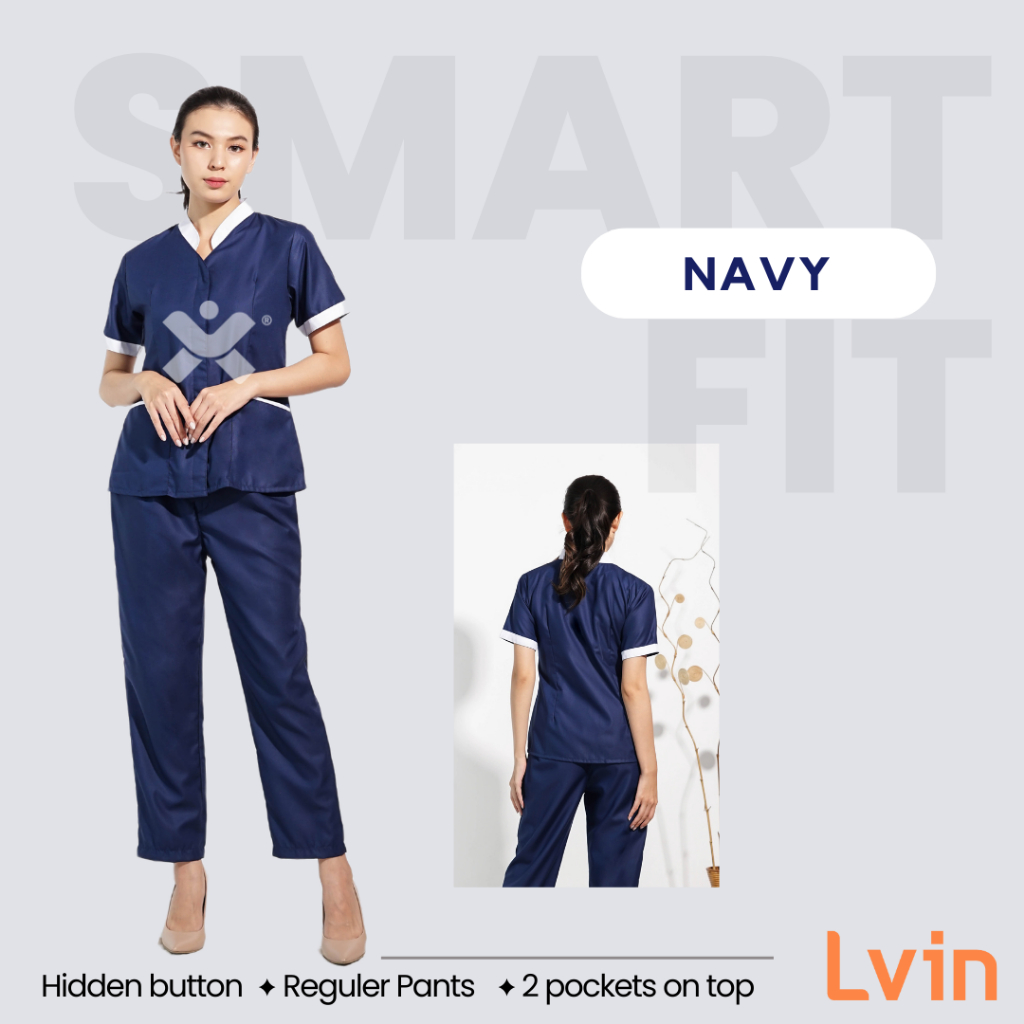 Lvin Baju Seragam suster Hana Series / nanny uniform/seragam klinik / baju jaga oka / Seragam perawat / Smart Fit