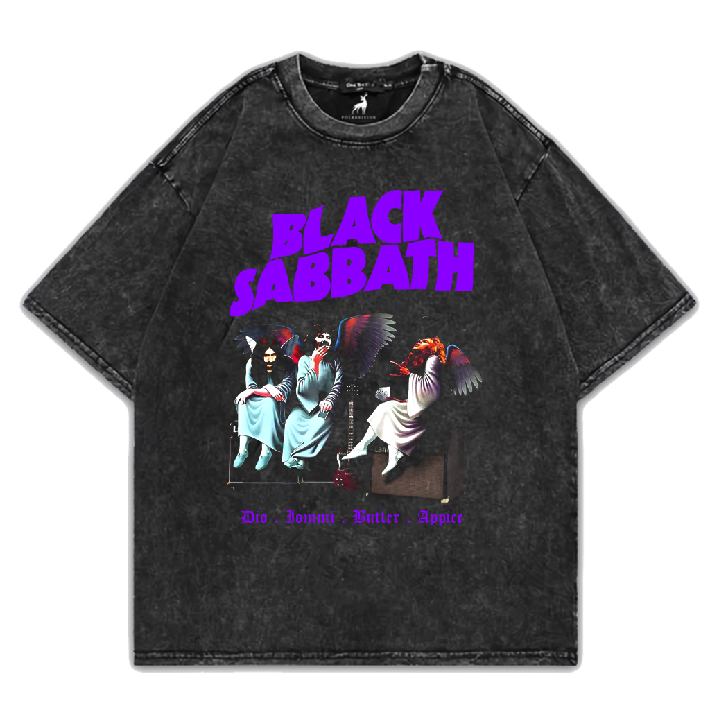 PolarVision T-shirt Oversize Washed Band Musik Black Sabbath