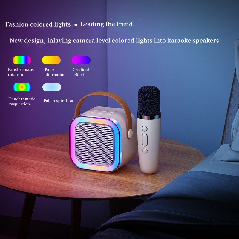 Portable Wireless Mini Bluetooth Speaker 2Mic 1 Set Karaoke Speaker Cute Wireless Outdoor KTV Mesin suara karaoke all-in-one