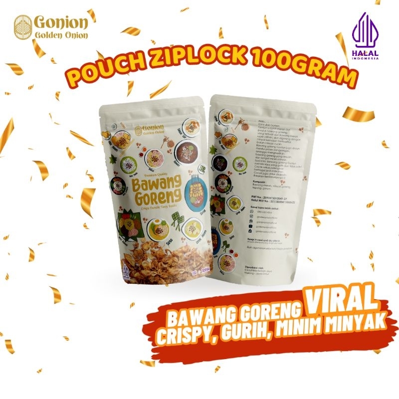 

GONION BAWANG GORENG PREMIUM STANDING POUCH ZIPLOCK 100G