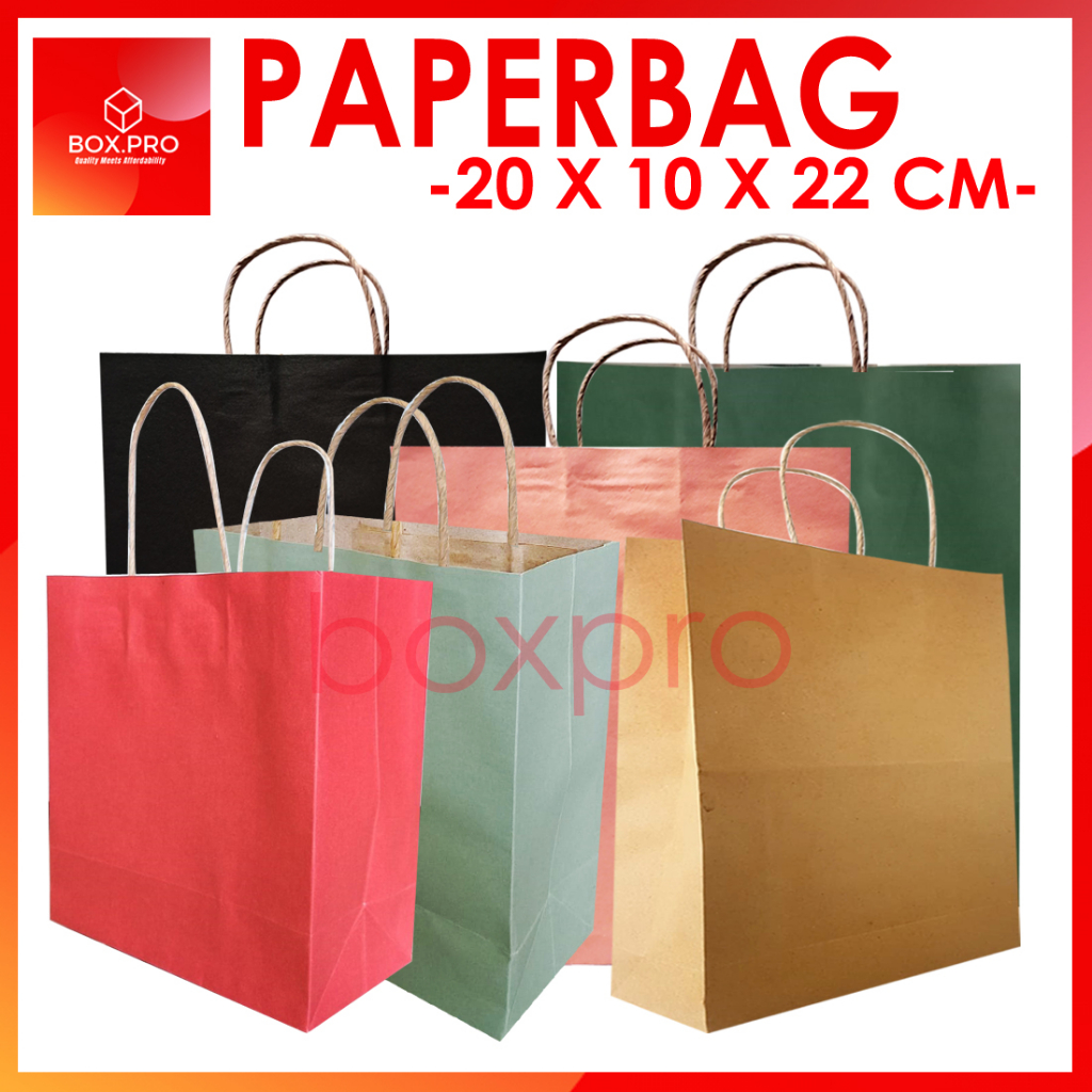 

Paperbag Paper bag kantong kertas tas POLOS ANEKA WARNA 20x10x22 cm