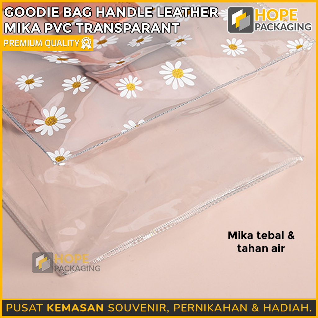 Tas Tote Bag PVC / Goodie Bag Handle Leather Mika Transparant aestetik / Handbag Beauty Bag Waterproof PVC Travel Cosmetic Pouch Makeup Bag