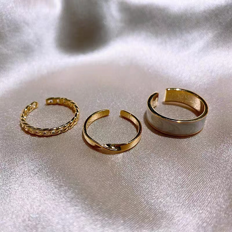 3pcs /Cincin WanitaRetro Vintage Model Terbuka Adjustable Gaya Korea Untuk Wanita FashionCincin