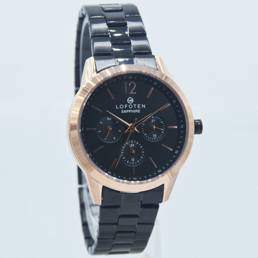 LOFOTEN 2309LBR - Jam Tangan Wanita Analog Original - Sapphire Black Rose-Garansi Resmi