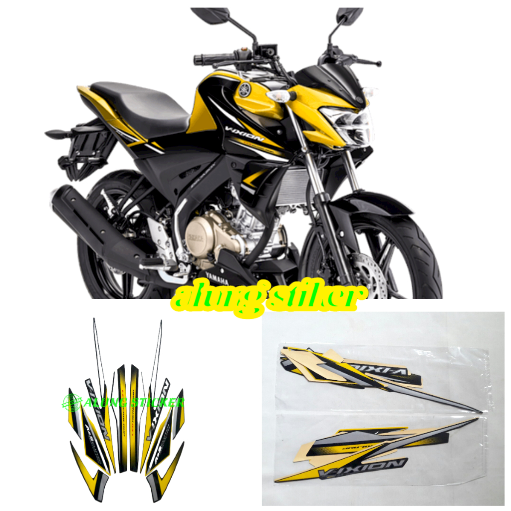 STIKER STRIPING LIS LES BODY MOTOR VIXION 2018 HITAM-KUNING 1SET STANDAR