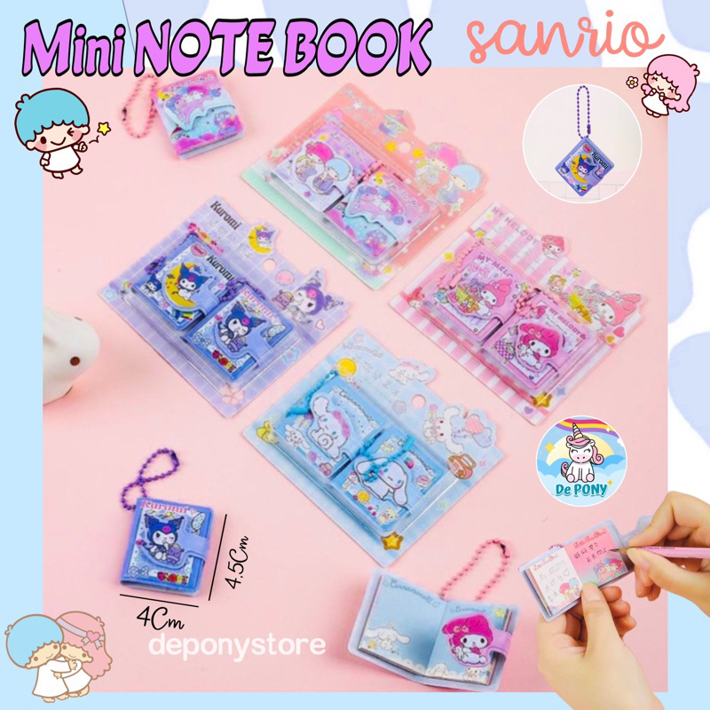 

Notebook Mini Gantungan Kunci Sanrio 2in1 set buku tulis kuromi cinnamonroll melody pochaco pompompurin