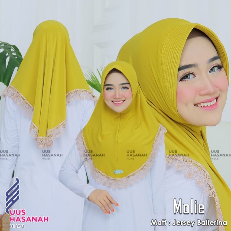 (Uus Hasanah)•MOLIE RENDA•hijab instan jilbab jersey Jilbab renda