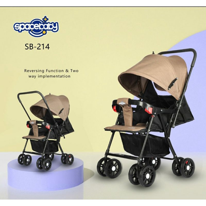 Kereta Dorong Bayi Spacebaby SB 204, SB 214 &amp; SB 315 Stroller Baby New Born - 3 Tahun 3 posisi Sandaran Quick - Fold