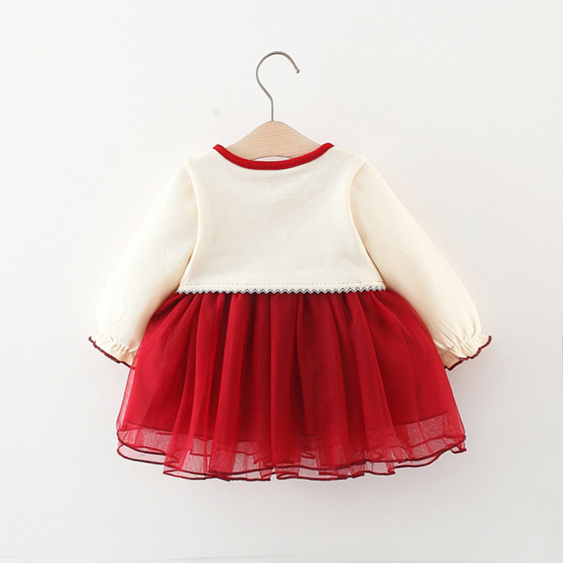 Gaun Merah Import Dress Midi Anak Perempuan Baju Pesta Anak Cewek