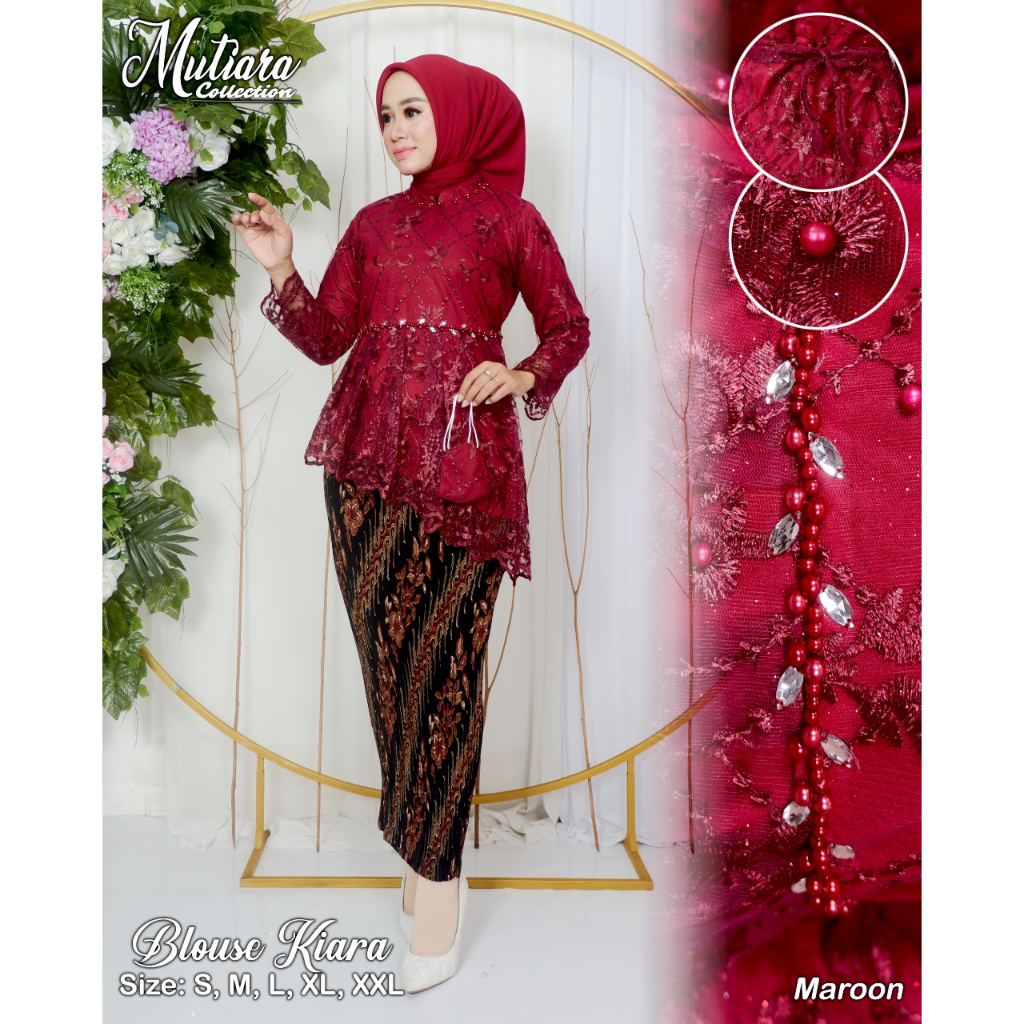 Kebaya tunik blouse kiara | Kebaya modern | Baju outfit pesta kekinian modis dan cantik