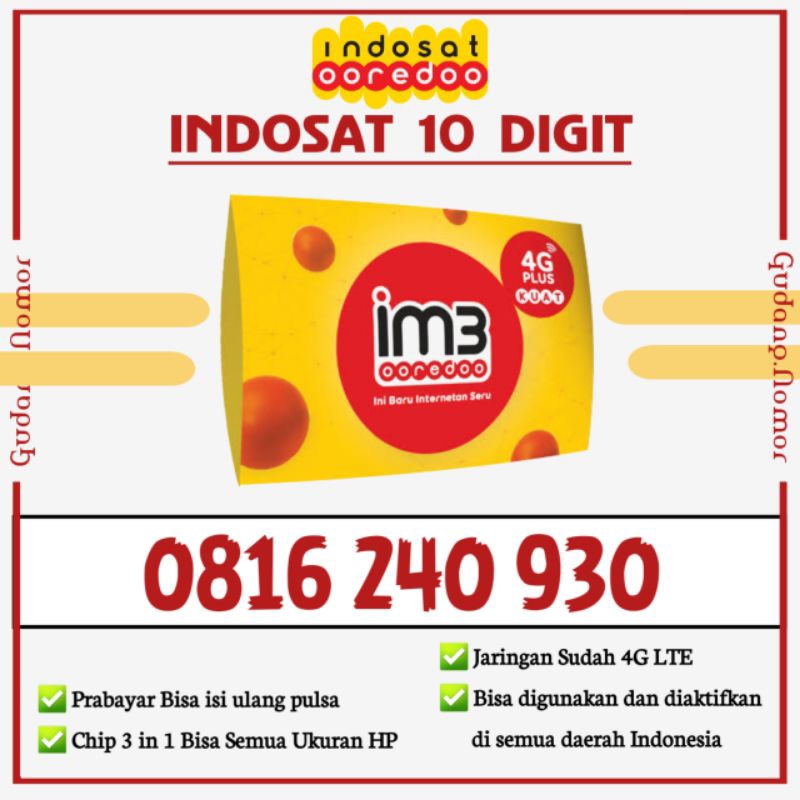 nomor cantik im3 indosat 10 digit seri RATUSAN MURAH. 10 digit im3 indosat 220