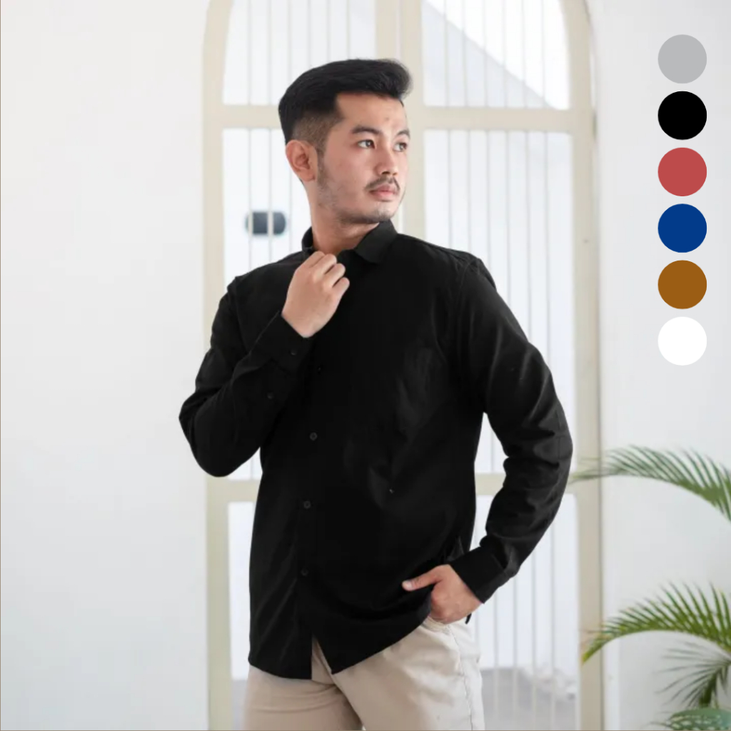 Baju Kemeja Pria Putih Lengan Panjang / Baju Kerja Pria Polos / Atasan Pria Formal