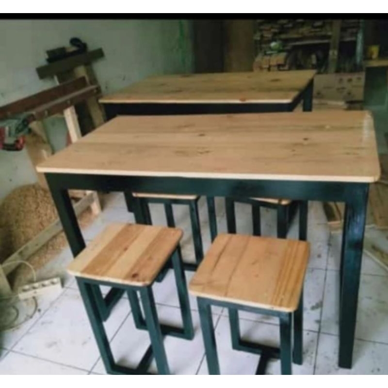 meja makan cafe/restoran 1 meja+4 kursi kayu jati belanda