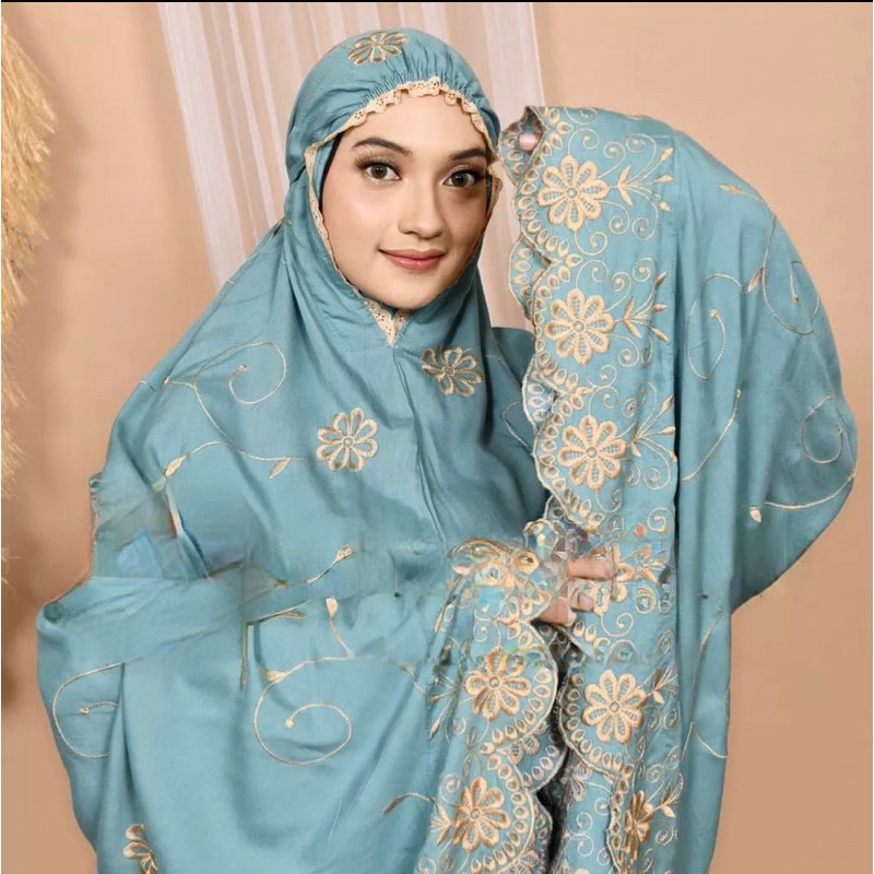 Mukena Dewasa Gracella (PREMIUM) Full Bordir Bunga Teratai Mewah