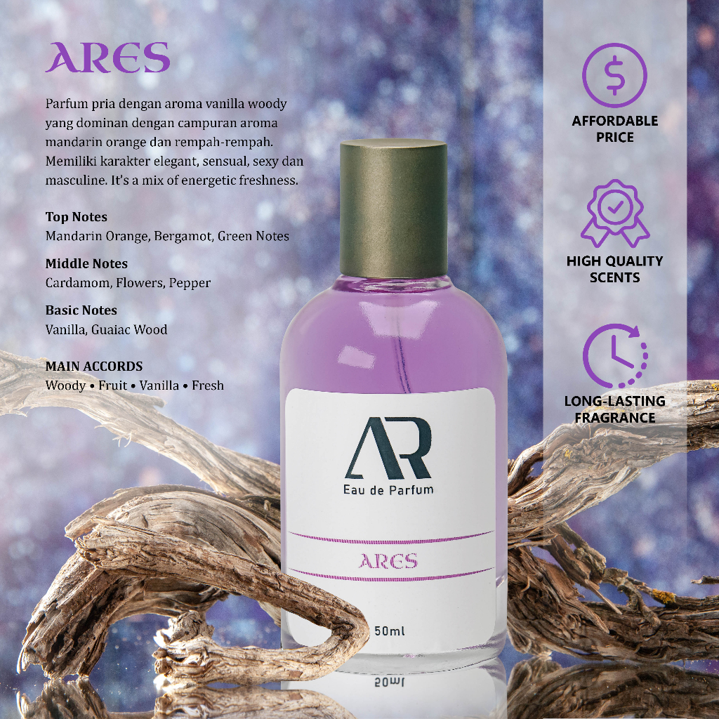 AR EAU DE PARFUM || Dewa Ares 50ml Parfum Pria Tahan Lama