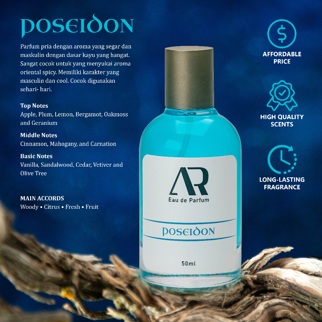 AR EAU DE PARFUM || Dewa Poseidon 50ml Parfum Pria Tahan Lama