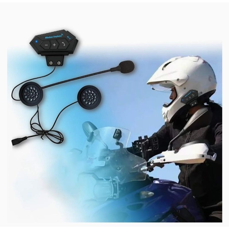 Intercom Wireless Earphone Headset Bluetooth Mic Helmet Universal Helm Half Full Face
