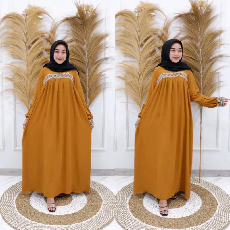 Gamis Renda Medina Terbaru Bahan Crinkle Airflow By Mall Indonesia