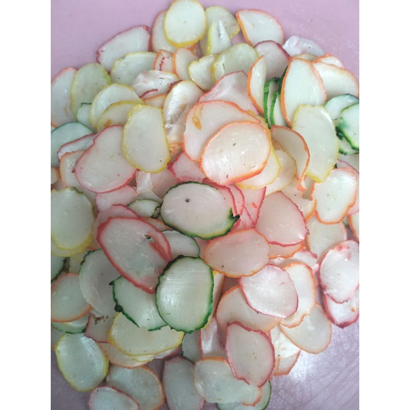 kerupuk bawang bibir mini warna 250 gram