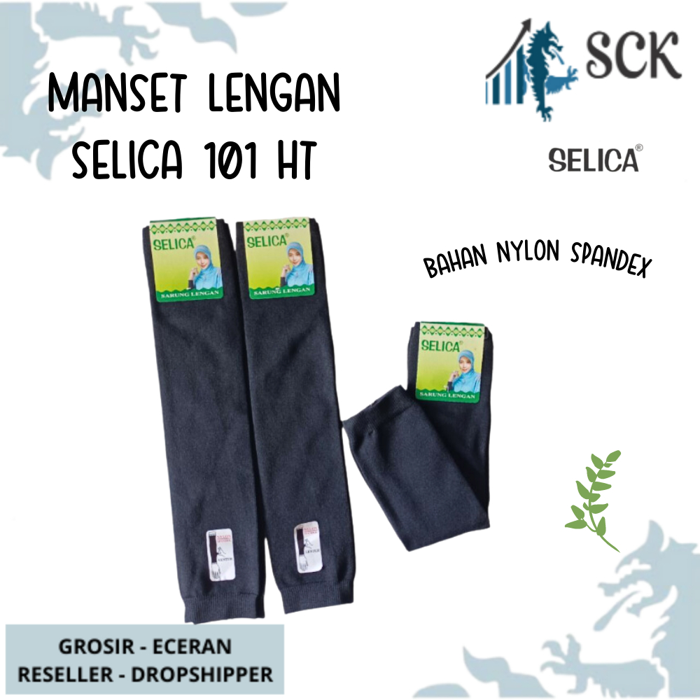 Deker SELICA 101 HITAM Spandex / Manset SELICA Tangan Panjang Bahan NYLON / Sarung Tangan Muslim Grosir