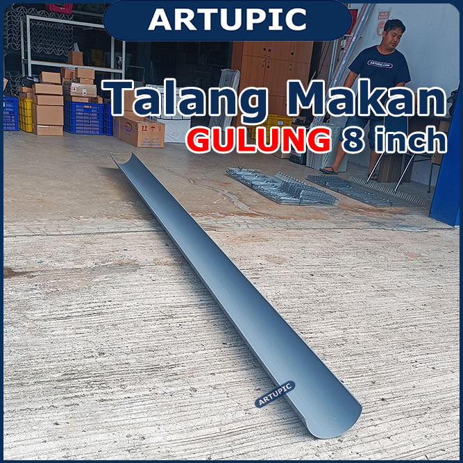 Talang Pakan Makan GULUNG 8 inch Talang air Oval PVC 8&quot; Setengah Lingkaran Langgeng 4meter 4m 4 meter 1/2 Lingkaran RG-8 bukan asvira maspion