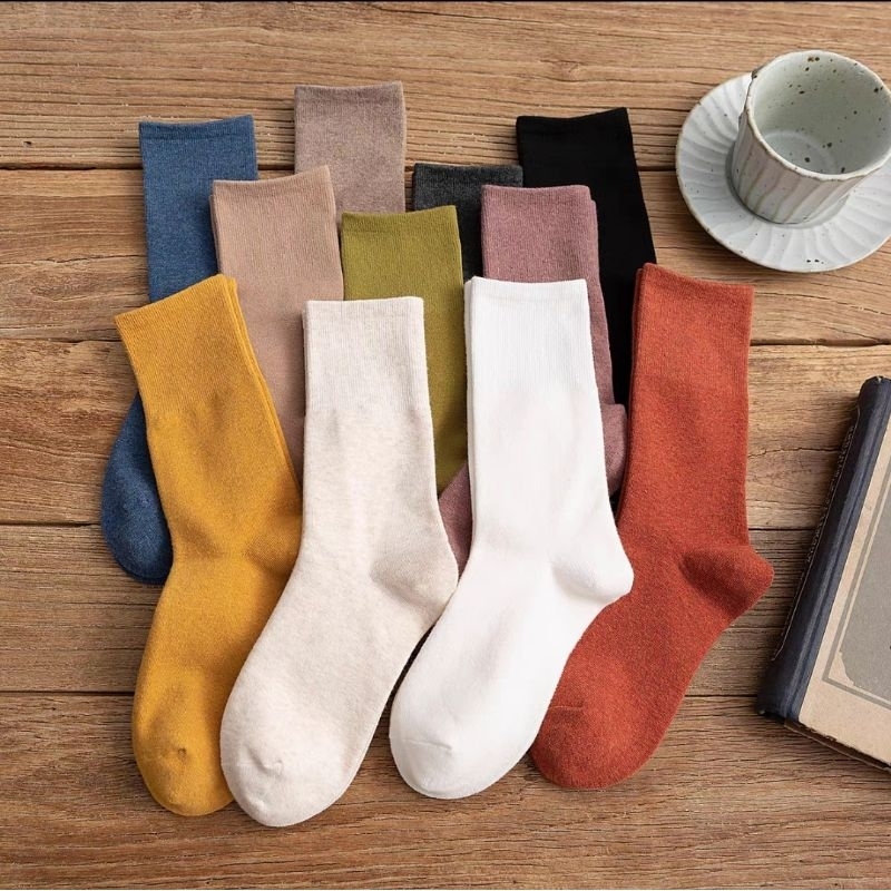 KK99 Kaos kaki retro kaos kaki polos warna warni kaos kaki unisex pria wanita