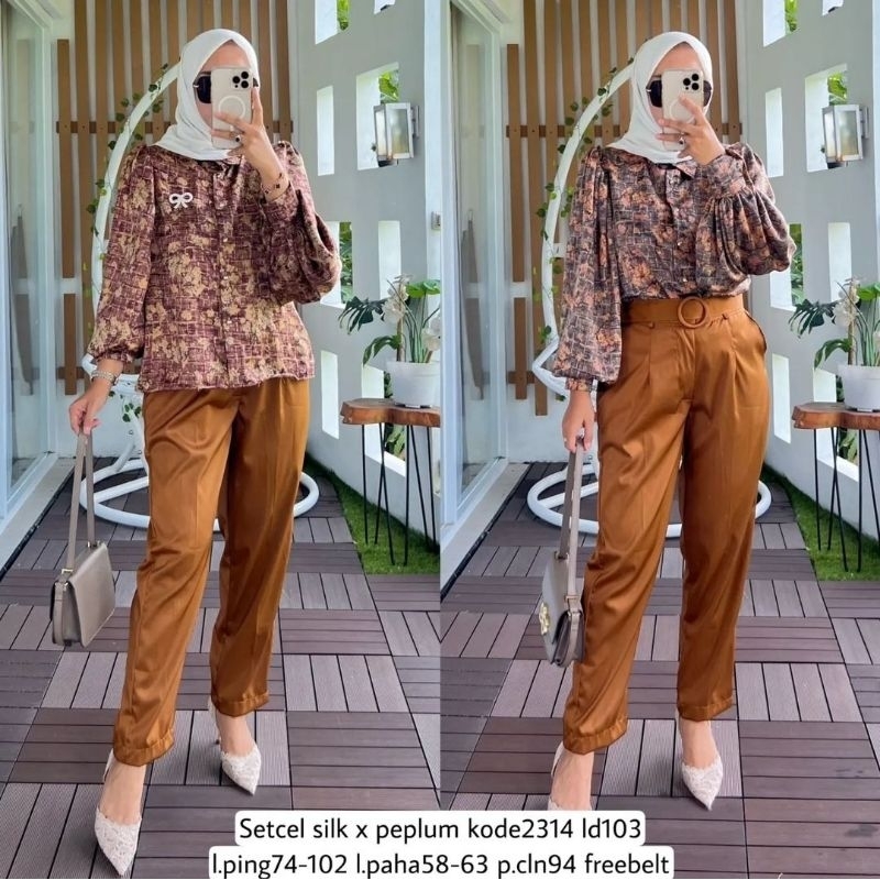 baju setelan wanita terbaru set one set setcel silk