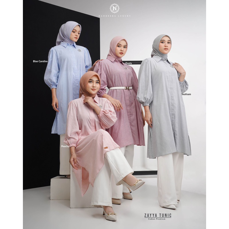 TERLARIS ZAYYA TUNIC BY NADHEERA LUXURY TUNIK POLOS LENGAN PANJANG