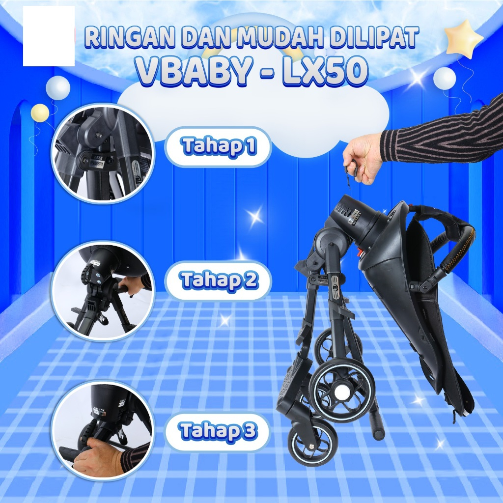 LX 50 FULL SET MILLENIUM STROLLER//BLUE EDITION//Kereta Dorong Bayi dan Balita 2 Arah/Sangat Ringan