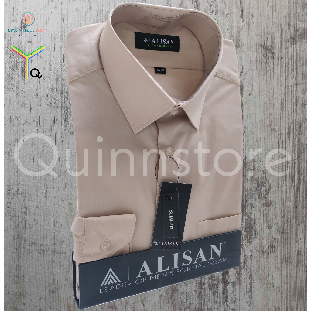 ALISAN Original Kemeja Polos Lengan Panjang - SLIM FIT - Warna Coklat #1 / C-1 / Coklat Susu