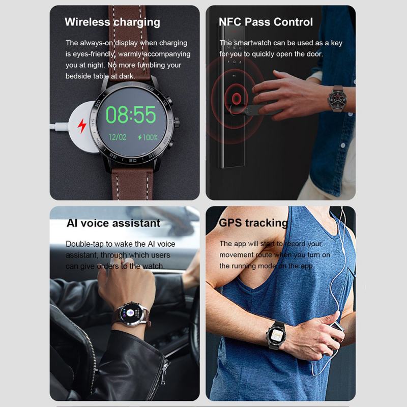 GARANSI✅DT70+ Smart Watch 1.45inch Round Screen NFC BT Call Smartwatch Men Digital Wristwatch GPS Tracker Fitness Watches For IOS Android