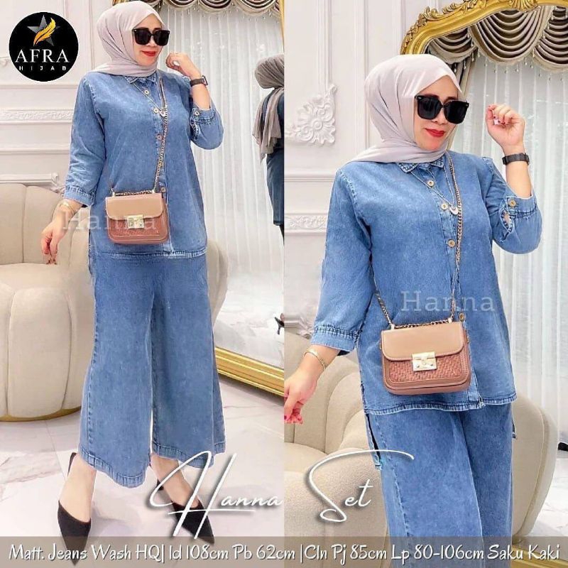 Hanna set jeans | One set wanita kekinian