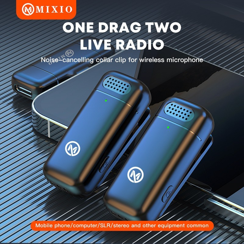 MIXIO W12 Mic Wireless Dual Lavalier Microphone Plug &amp; Play Charging