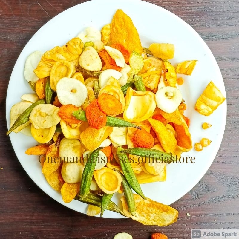 Mix Vegetables Chips In  Jar - Keripik Sayur Mix Toples Premium Okra - Oleh Oleh Malang