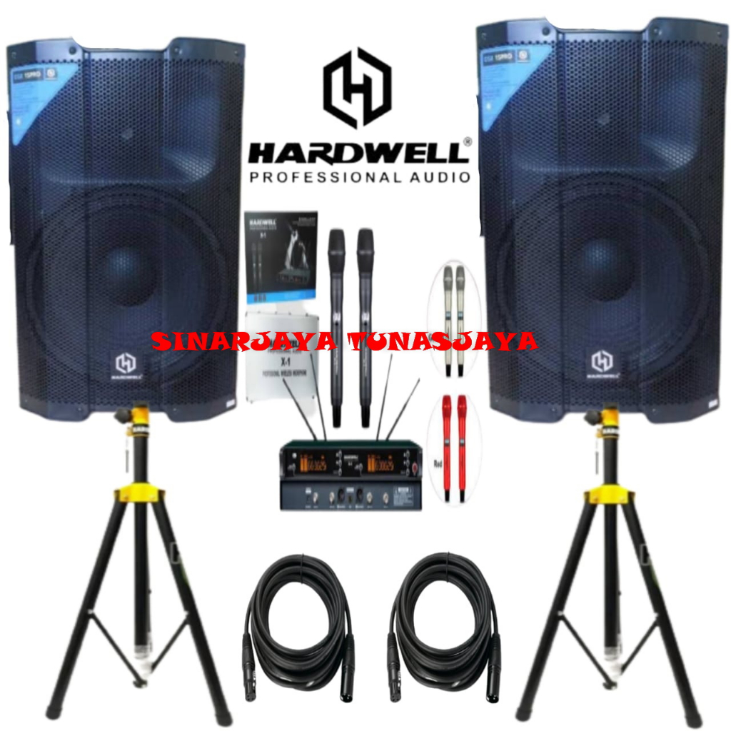 Speaker Sound System Hardwell 1Set DSR 15 Pro + Mic Hardwell Profesional Original