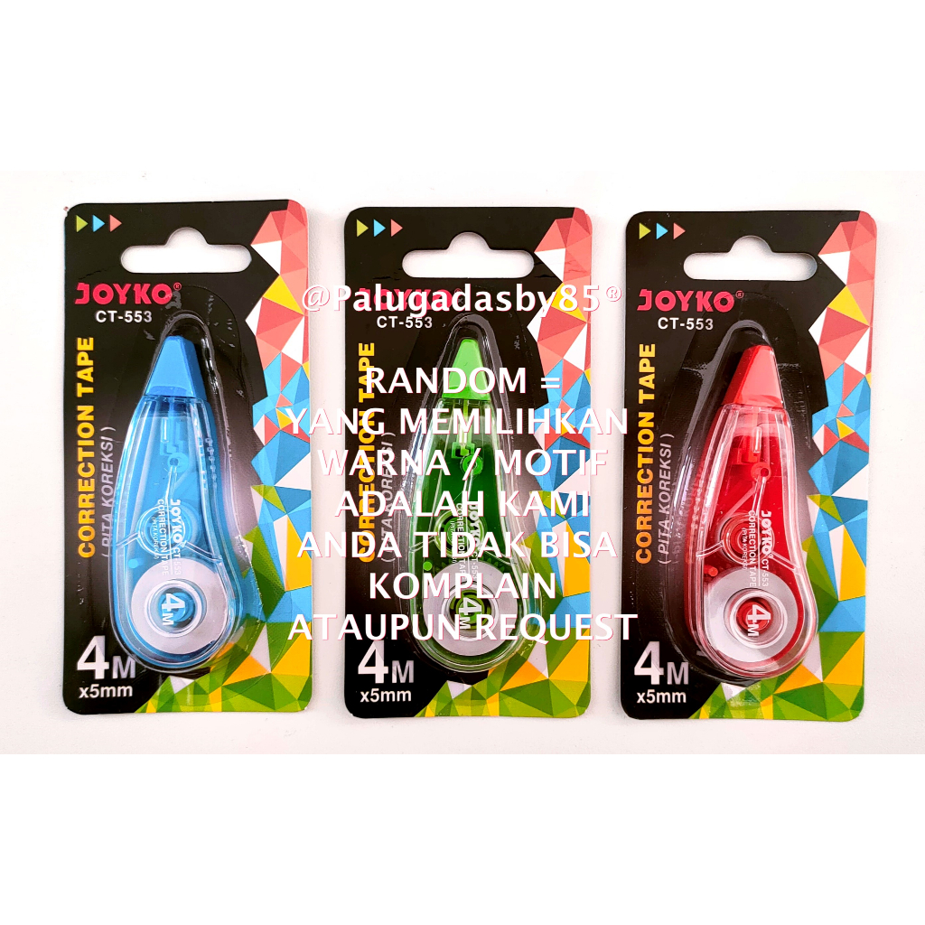 (1 Biji) Correction Tape Joyko CT-553 4 M x 5 mm / Correction Tape Pita Koreksi Joyko CT-553 / CT553