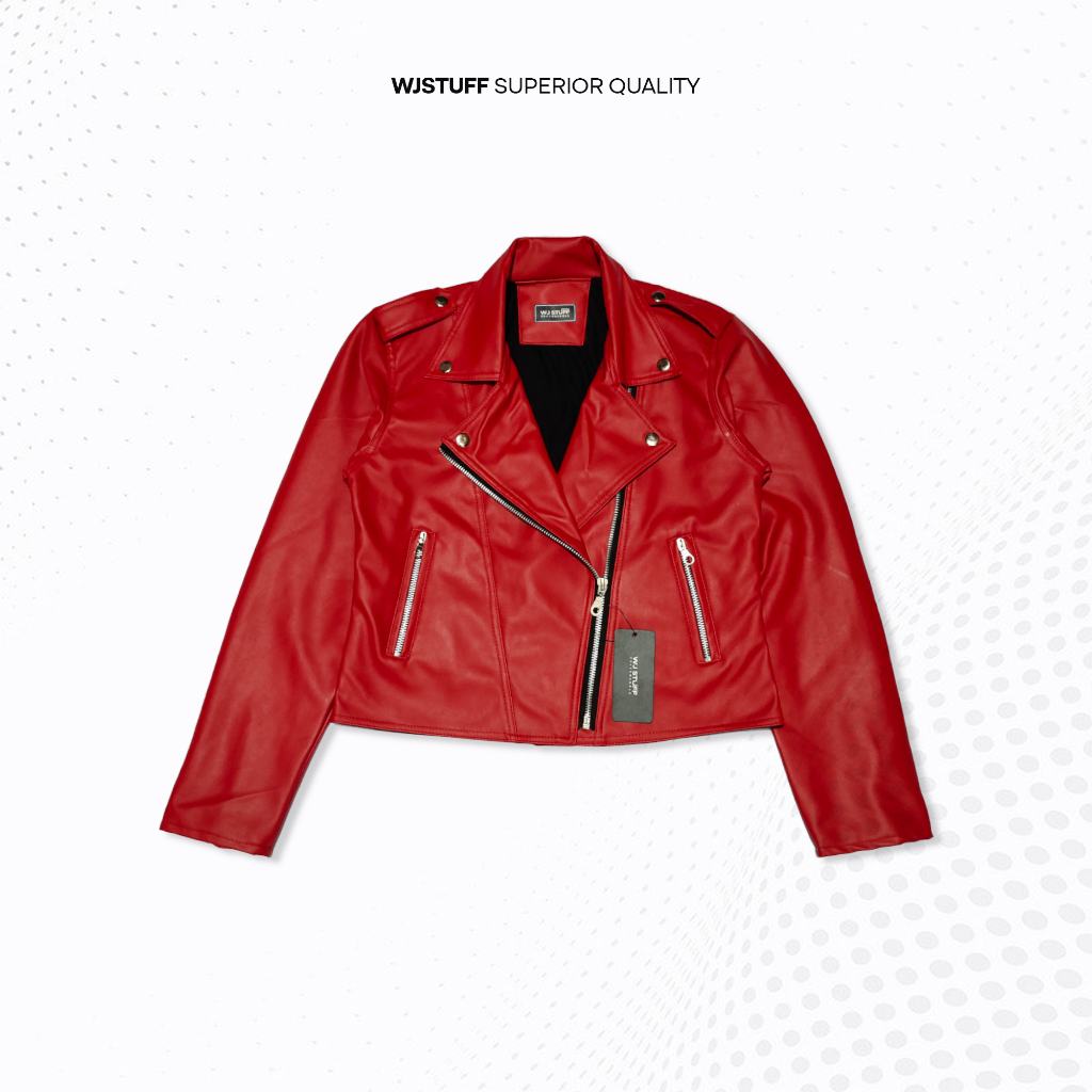 WJ Stuff - Jaket Wanita Rock N Roll Crop Merah