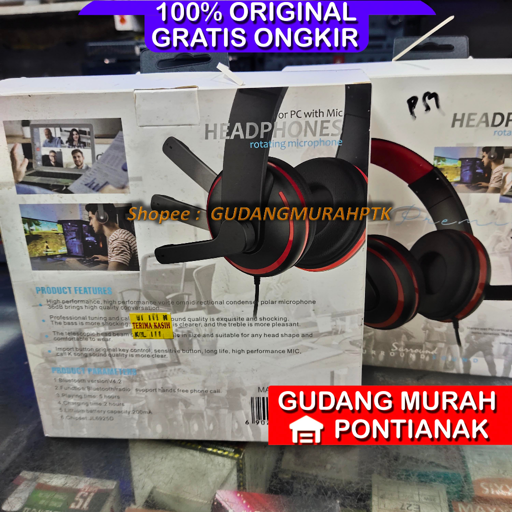 Head Phone + Mic Tiang Merk Campur Murah Dan Berkualitas