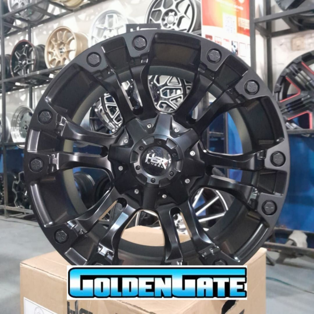 Velg mobil R20 pelak offroad HSR LUMBIS 6038 ring 20x9 baut 6x139 hitam dop murah free ongkir