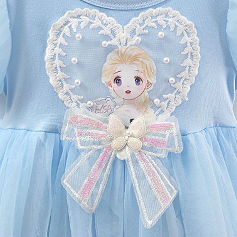 【Free Bag】Summer Kid Princess Frozen Dress + Tas 2 Buah Set Gadis Musim Panas Set Lengan Pendek Tulle Gaun Hadiah Ulang Tahun