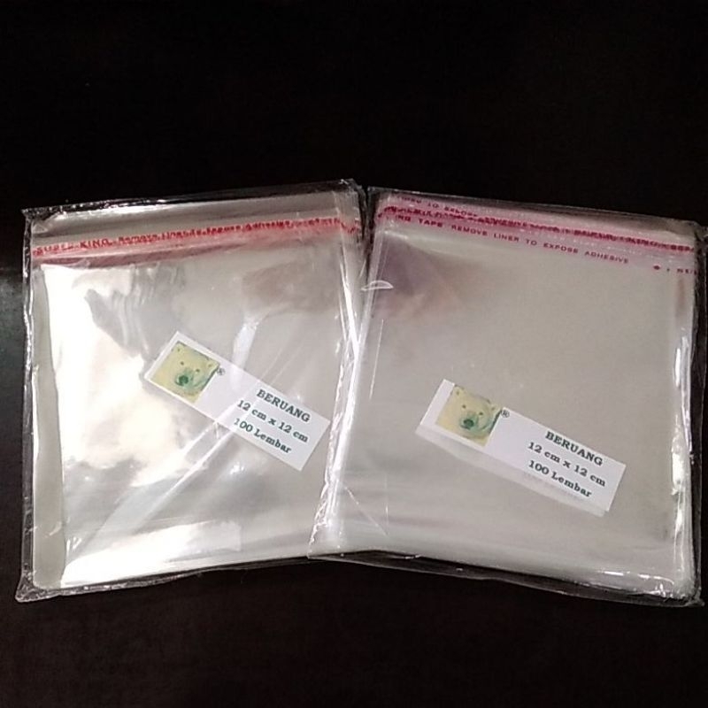 PLASTIK OPP KUE 12×12 (ISI 100 LEMBAR) PLASTIK BENING LEM DONUT CAP BERUANG