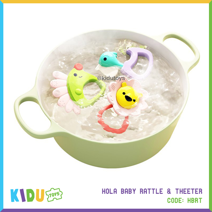 Mainan Anak Gigitan Hola Baby Rattle &amp; Theeter 5in1 Kidu Baby