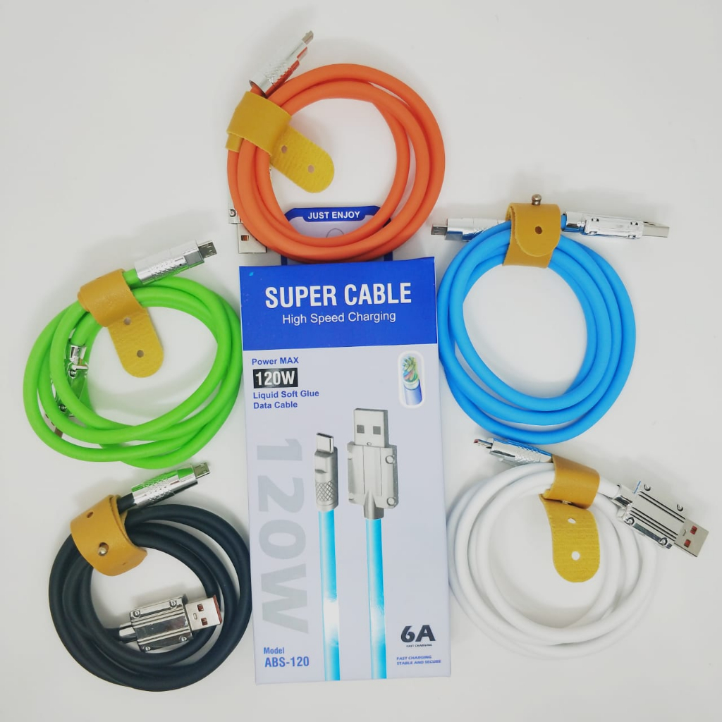 ROBOT POWER CABLE 120W 6A KABEL DATA MICRO Super Fast Charge Type C Lightning Liquid Silicone Cable Quick Charge Micro USB Cable for Xiaomi Huawei VIVO Samsung Apple Pixel POCO PHONE PROMO SEN