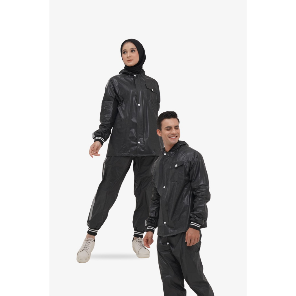 Setelan Baju Sauna Dan Jaket Sport Pembakar Lemak Olah Raga Joging Lari Pelangsingan Diet Efektif    Untuk Unisex Pria Wanita Bahan Primum Kualitas Terbaik Bisa Jas Hujan Anti Air Warna Hitam Silver Model Terbaru COD