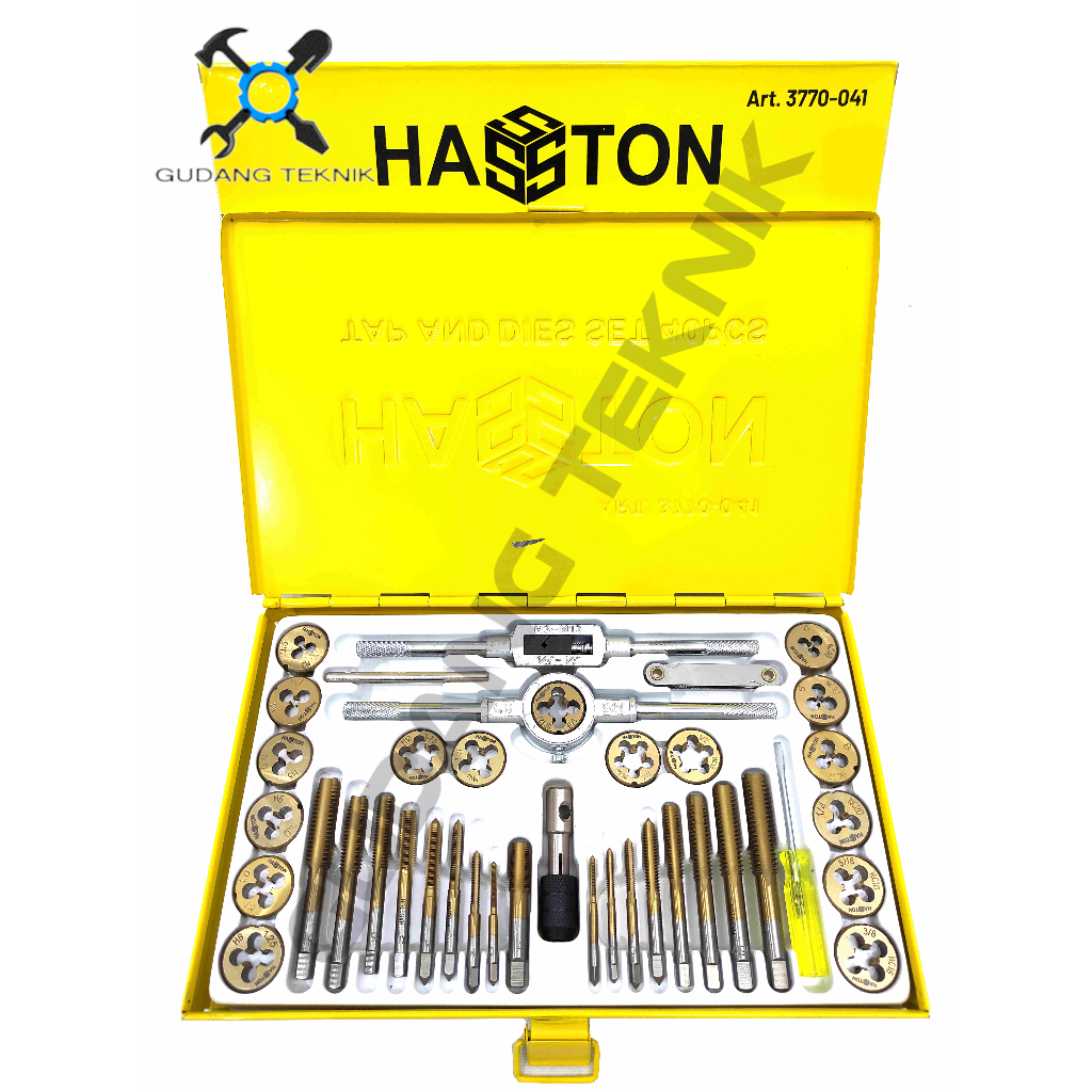 (HASSTON) Alat Snai Tap Ulir Set 40Pcs 3770-041 HASSTON PROHEX / Alat Snei Snai Tap Ulir Mur Baut Drat Dart SET 3770 041 HASSTON