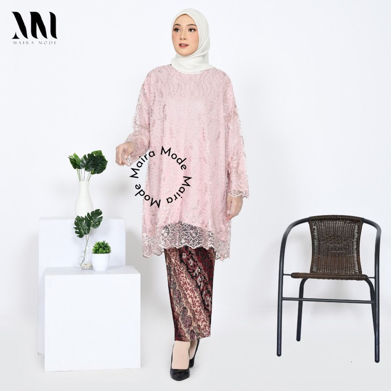 Permata Olshop / Kebaya Tunik Tulle  / Baju Kondangan / Kebaya Modern / Setelan Baju Pesta Kebaya